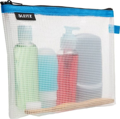Çantë kozmetike udhëtimi Leitz WOW, material transparent, EVA rezistent ndaj ujit, blu