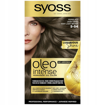 Ngjyrë për flokë Syoss Oleo Intense Intense, 5-54 Ashy Light Brown, 50 ml