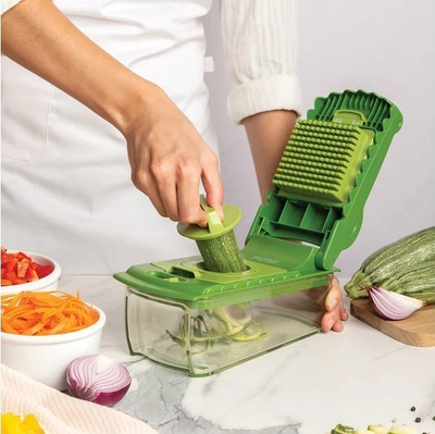 Ренде за зеленчук Ototo Croc Chop, 4 сечила, проzirно зелено