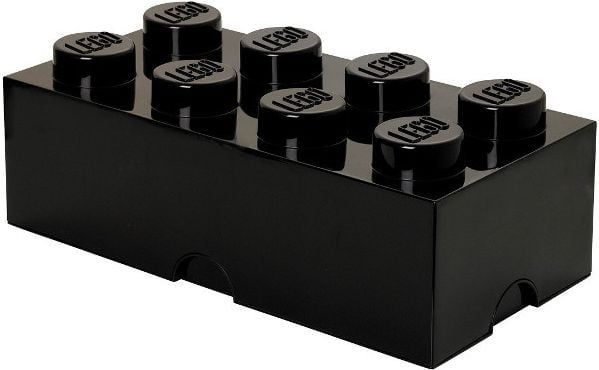 Kuti ruajtëse LEGO 8-Stud Storage Brick, grumbullueshme, e zezë