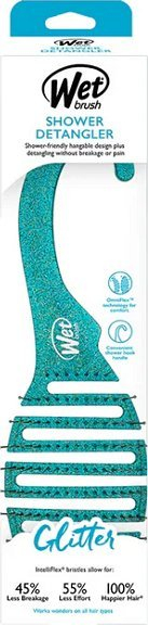 Furçë dushi për flokë Wet Brush Shower Brush, e lehtë për dorë, me dhëmbë fleksibël, ngjyrë teal me shkëlqim