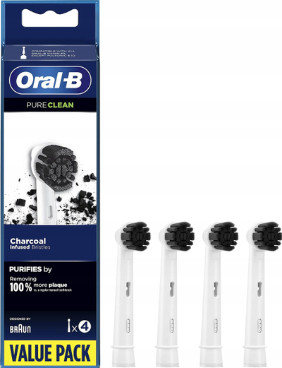 Koka zëvendësuese furçe dhëmbësh Oral B Charcoal, set 4 copë, për furça elektrike