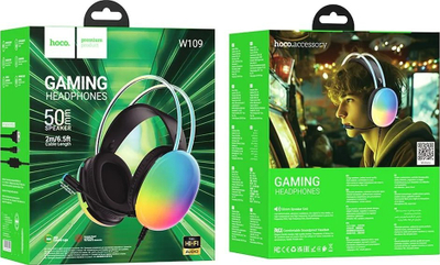Kufje gaming Hoco W109 Plus Rich, 7.1 channel, RGB, të zeza