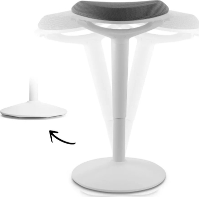 Tabure ergonomik Spacetronik Zippy, lartësi e rregullueshme, bazë që balancon, bardhë gri