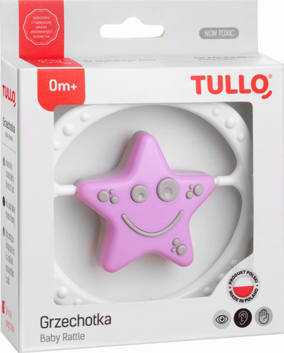 Lodër grusht që rrotullohet Tullo Pink and Gray Star, për bebe, rozë dhe gri