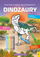 Libër me ngjyrosje me lapsa dylli Dinosaurë, faqe me mësime për dinosaurë, plot me ngjyra