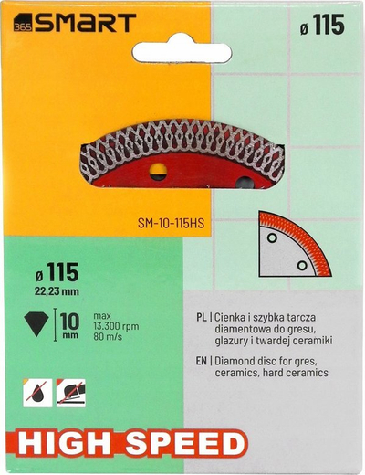 Disk prerës SMART365 Smart High Speed SM-10-115HS, diamant, 115mm