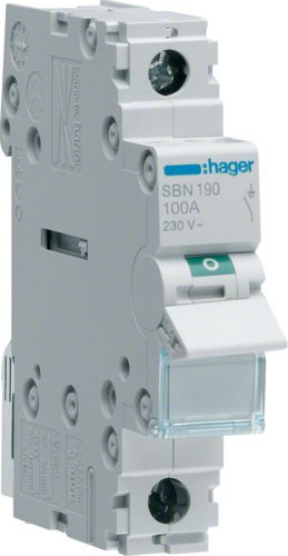 Çelës shkëputës modular Hager SBN190, 100A, 1P, i bardhë