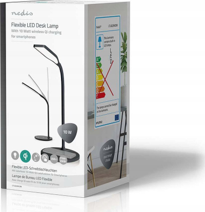 Lampë tavoline NEDIS LTLGQ3M2BK, LED, krah i lëvizshëm, e zezë