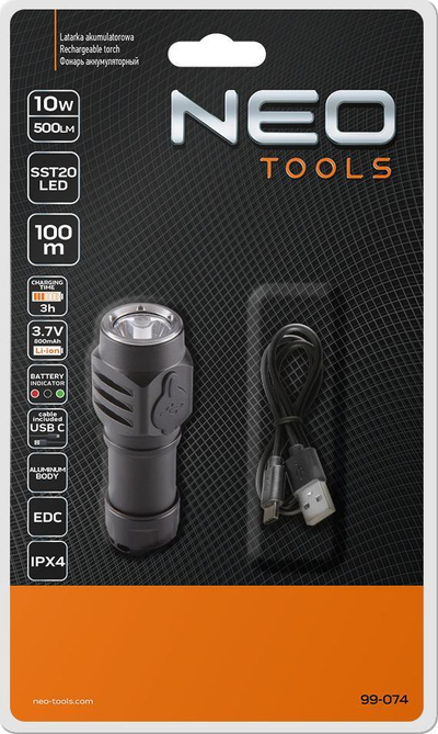 Elektrik dore NEO Tools 99-074, LED 500 lm, rikarikues, i zi