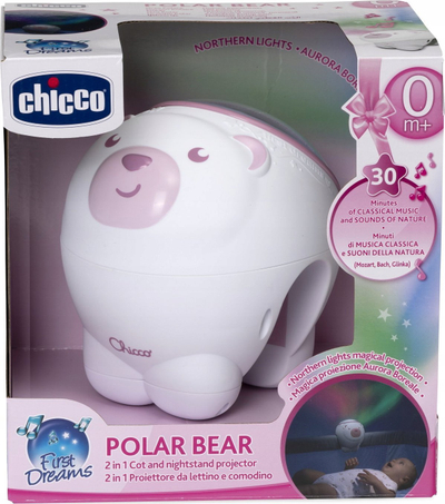 Projektor për bebe Chicco First Dreams Polar Bear, me muzikë dhe drita, rozë