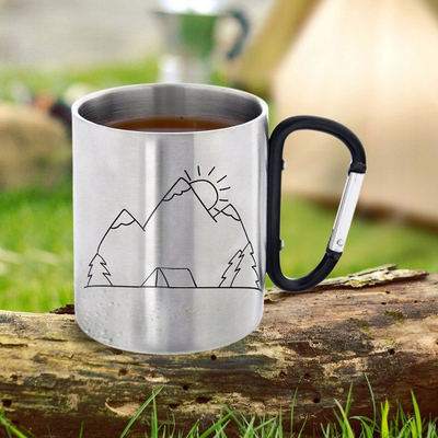 Filxhan kampingu Orion, çelik inox, 350ml, dorezë karabiner, argjend