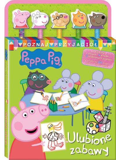 Книга со активности Peppa Pig Meet the Friends Part 1 Favorite Games, над 60 задачи, со цртежни аксесоари, шарена