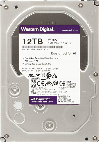 Внатрешен диск за регистратор Western Digital WD Purple Pro WD122PURP, 12TB, 3.5", SATA III
