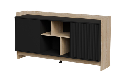 Kredencë Cama PORTO 2D, 150x38x77 cm, PUSH TO OPEN, lis i zi