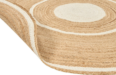 Tapet rrumbullak Beliani HALFELI, 140 cm, jute edhe pambuk, bezhë krem