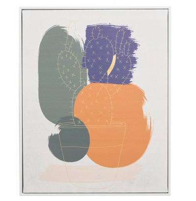 Pikturë murale Gift Decor Colorful Cactus, 40 x 70 cm, kornizë e bardhë