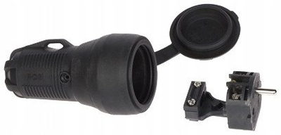 Prizë e drejtë gome EPN Straight Socket, 230V 16A, IP54, e zezë