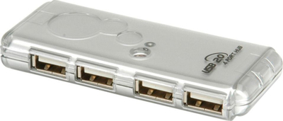 HUB USB VALUE për laptop, me 4 porta, USB 2.0, ngjyrë argjendi