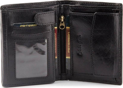 Portofol lëkure për burra Peterson, vertikal, RFID SAFE, i zi