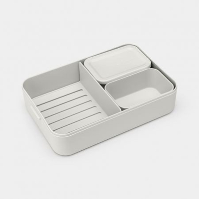 Kuti dreke Brabantia Make &amp; Take Lunch Box Bento Large, 2L, plastikë, gri e çelët