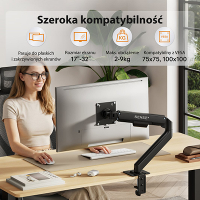 Krah monitori SENSE7 HANG Light, 17"-32", VESA 75x75 100x100, i zi