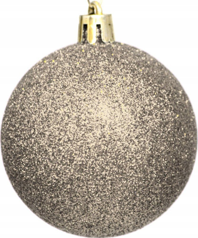 Toptha për zbukurim peme Krishtlindjesh DECORATIVE PLASTIC SAFE BAUBLE, set me 6 copë, 80mm, ngjyrë shampanjë