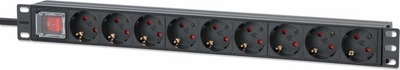 Prizë rack Intellinet 19" 1U, 9 dalje, 16A, e zezë