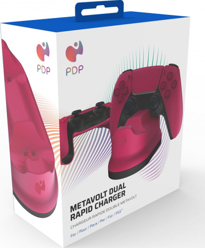 Stacion karikimi PDP Metavolt Dual Rapid për PS5 DualSense, USB Type C, i kuq