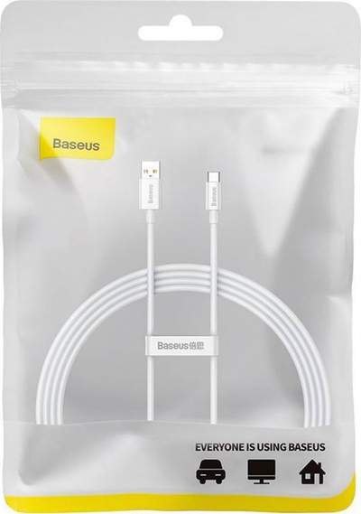 Kabllo karikimi Baseus P10320102214-02, USB A në USB C, 1.5m, 100W, e bardhë