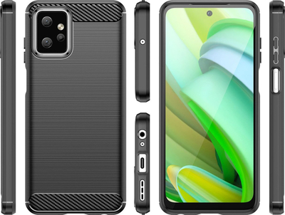Maskë telefoni Hurtel Carbon Case për Motorola Moto G Power 2023, silikon i butë, efekt karboni, e zezë