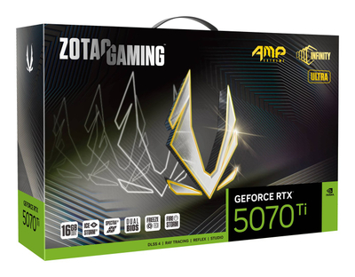 Kartë grafike ZOTAC NVIDIA GeForce RTX 5070 Ti AMP Extreme Infinity Ultra, 16GB GDDR7, e zezë