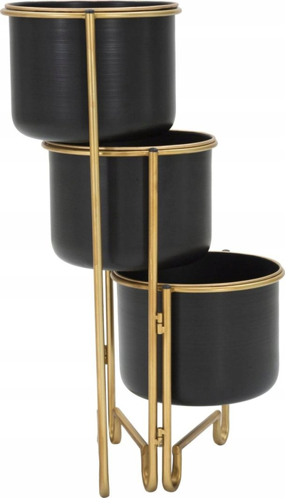 Stendë për vazo Goldy, 3 nivele, metal, 68x22.5x55 cm, ari me t’zezë