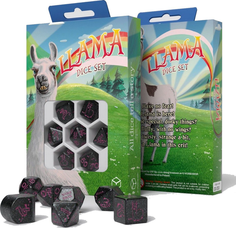 Set zare Q Workshop Llama Spitty, 7 copë, i zi me magenta