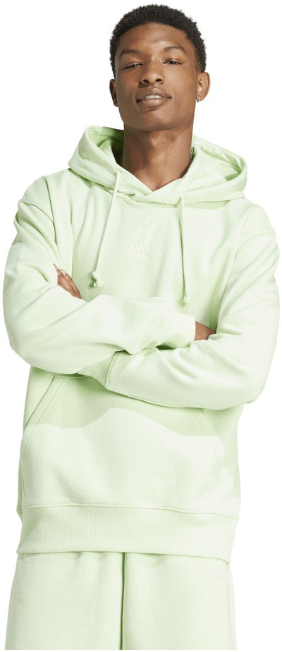 Bluzë me kapuç Adidas All Szn Fleece, pambuk, me xhep kangur, mente e hapur