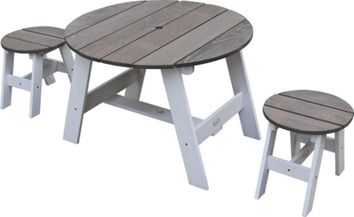 Set tavoline pikniku për kalamaj AXI Children, 3 pjesë, dru Hemlock, gri e bardhë