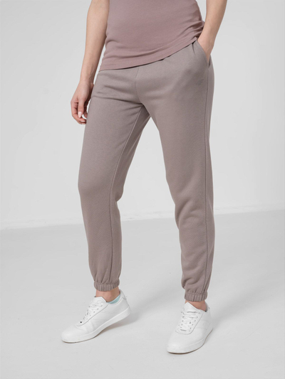 Trenerka për femra 4F Warm Sweatpants, material trikotazh, me bel elastik, bezhë