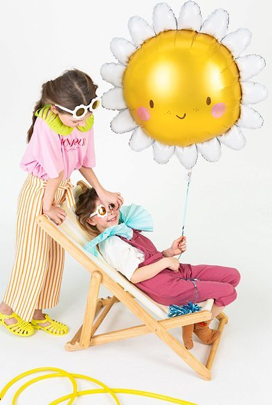 Balon folie për dekor Sun, 70cm, rrumbullak, ngjyrë ari
