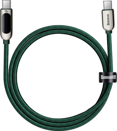 Kabllo Baseus USB-C në USB-C, 2m, 100W 5A, jeshile e errët