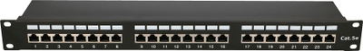 Patch panel Extralink CAT5E STP V2, 24 porta, 1U, i zi