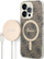 Set aksesorësh Guess GUBPP14LH4EACSW për iPhone 14 Pro, xhup mbrojtës Hardcase MagSafe 4G Print, karikues wireless MagSafe, kafe