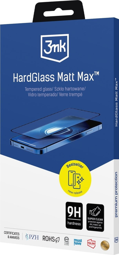 Mbrojtës ekrani 3mk HardGlass Matt Max për iPhone 14 Pro, xham i temperum, mat, transparent