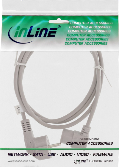 Кабел за струја InLine, CEE 7/7 во IEC C13, 1m, сив