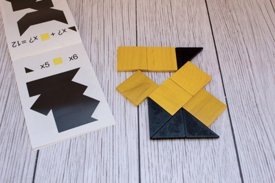 Lojë puzzle Lamiglowka Triangles and Squares, forma gjeometrike trekëndësha dhe katrorë, për fëmijë
