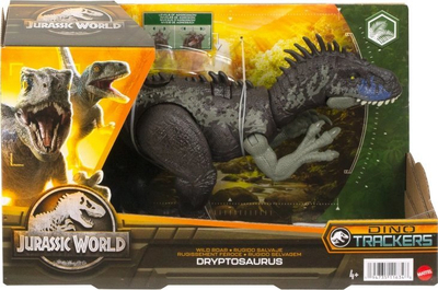 Lodër dinozaur Mattel Jurassic World Dryptosaurus, Wild Roar, me zë dhe lëvizje, gri e jeshile