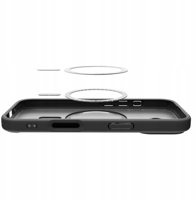 Kapak telefoni Spigen Ultra Hybrid MagSafe për iPhone 17, transparent, me kornizë të zezë Frost