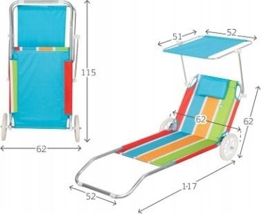 Karrocë plazhi Aktive Beach Cart Lounger, 2 në 1, alumini, jeshile
