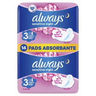 Peceta higjienike Always Sensitive Night S3, 14 copë