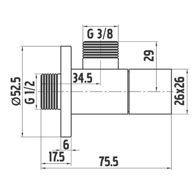 Valvul këndore murale Ferro Quadro Z293, G1/2", krom