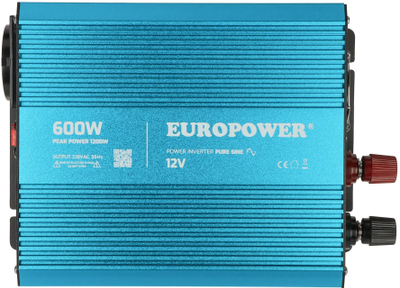 Invertor tensioni Europower INV/12/600/PS/S, 600W, 12V në 230V, gri